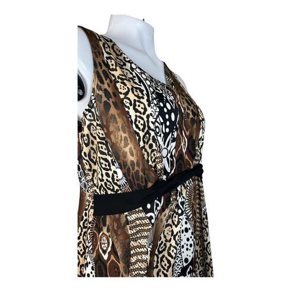 Elementz Maxi Dress Sz M Sleeveless Multi color animal print Brown Beach summer - Picture 5 of 10